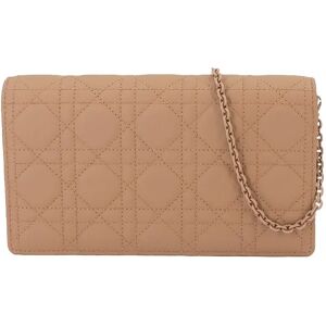 Christian Dior Lady Pouch Chain Wallet Bi-fold Long Leather Beige S0204SO1