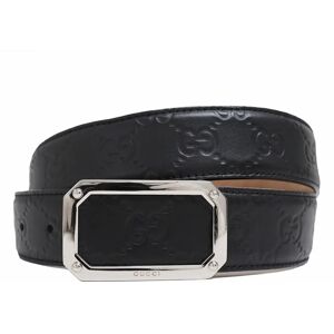 Gucci Square Buckle Belt 35mm 90cm Black Shimmer Leather Men's 403941