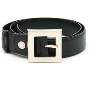 Bulgari belt, square, grained leather, black, size 42/105, actual approx. 87cm, cut, 20228