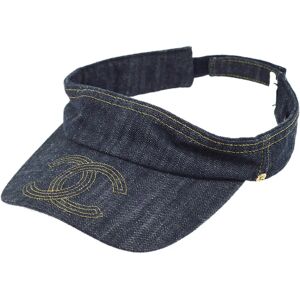 Chanel Indigo Denim Visor Hat #One Size Small Good 69775