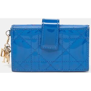 Christian Dior Blue Cannage Patent Leather 5 Gusset Card Holder