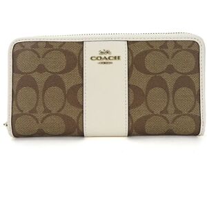 COACH long wallet round zip zippy signature PVC F54630 khaki chalk leather ladies  around