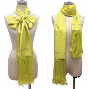 Hermes Scarf with  Stole Punching Shawl Muffler Silk Yellow aq3846