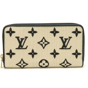 LOUIS VUITTON LV by the Pool Zippy Wallet Round Long Cotton Leather Beige Black M82529