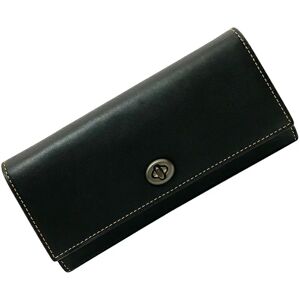 COACH bi-fold long wallet black 12134 glovetanned leather  flap women's turn lock