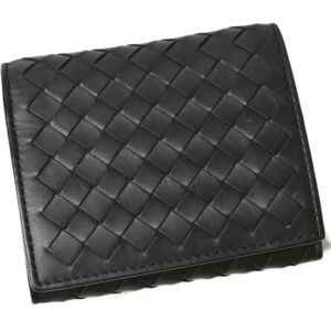 Bottega Veneta Trifold Men's Women's  Wallet Intrecciato Black