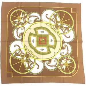 Hermes Carre 90 Scarf Muffler WASHINGTON'S CARRIAGE [George Washington's Carriage] Brown 100% Silk aq6226