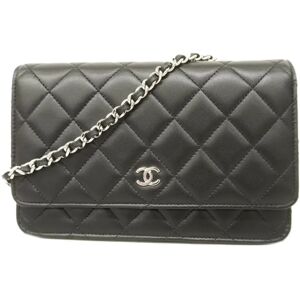 Chanel Shoulder Wallet Matelasse Chain Lambskin Black Ladies