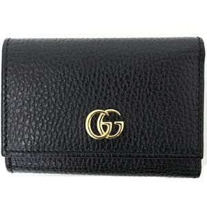 Gucci GG Marmont Medium Card Case Trifold Wallet Leather 644407 Black