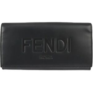 Fendi Continental Wallet Long 7M0264 Calf Leather Black Silver Hardware Logo