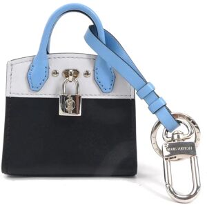 LOUIS VUITTON Charm Key Ring City Steamer Chain Leather Blue x Black Unisex MP1786