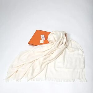 Hermes Scarf Shawl Rectangle  Ivory Stole