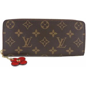 LOUIS VUITTON Portefeuille Clemence Flower Charm M62940 Monogram Canvas Brown GI4108 Women's Long Wallet