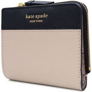 KATE SPADE bifold wallet compact WLRU5430 Cameron leather warm beige black ladies