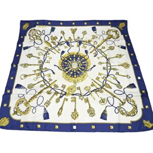 Hermes Kale90 Scarf Key LE Cles  Blue