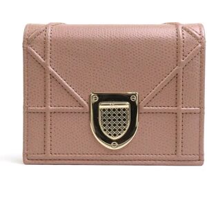 Christian Dior Folio Wallet Diorama Leather Pink Beige Women's