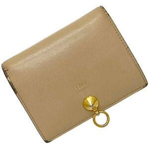 Fendi Bifold Wallet Beige Blue Gold Visor Way 8M0387 Studs Leather GP  Fold Women's