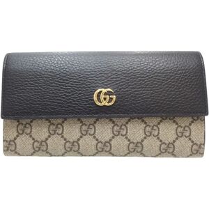 Gucci GG Marmont Continental Wallet 456116 Long Supreme Canvas x Leather Beige Black 083869