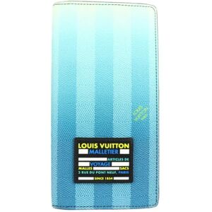 LOUIS VUITTON Portefeuil Braza Damier Stripe Bifold Wallet M81318 Canvas Blue Long Vuitton