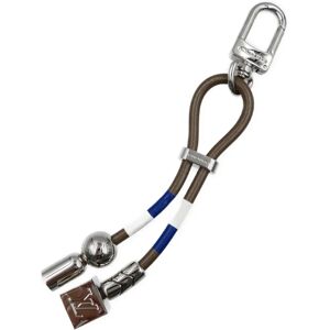 LOUIS VUITTON Cottage MP1685 Leather Metal Gray Blue White Charm Keychain