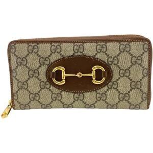 Gucci 621889 Horsebit Round Long Wallet Brown Women's Z0005195