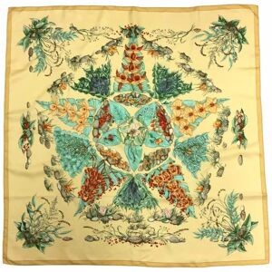 Hermes Carre 90 Scarf Muffler Pythagore Cream Beige 100% Silk aq7063