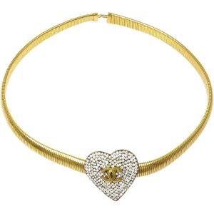 Chanel 1986-1994 Crystal & Gold Heart Belt 40997