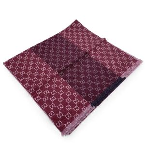 Gucci Burgundy Wool Gg ssima Scarf Shawl Wrap