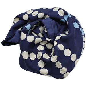 Burberry LONDON London Navy Blue Silk Scarf - Blue And White Polka Dot Print