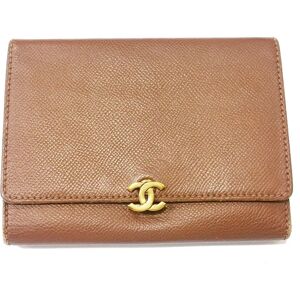 Chanel Vintage Brown Caviar Tri-Fold Wallet