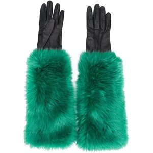 Prada Faux Fur Lined Gloves, Black/GreenThis item has been used and may have some minor flaws. Before purchasing, please refer to the images for the exact condition of the item.