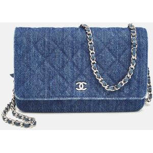 Chanel Blue Quilted Denim Classic Wallet On Chain