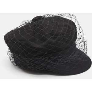 Christian Dior Black Cotton Arty Mesh Veil Newsboy Cap Size 58