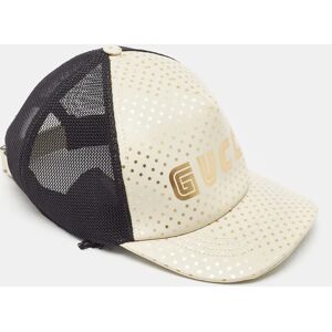 Gucci Off White Stars Logo Print Leather & Nylon Baseball Cap L