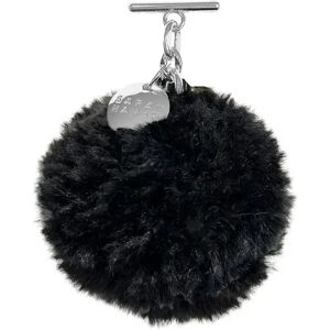 Sarah Haran Accessories Sarah Haran Faux Fluff PomPom Tassel - Silver / Black Shearling - Female