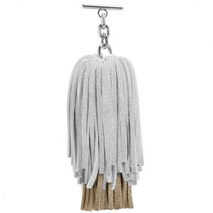 Sarah Haran Accessories Sarah Haran Double Pompom Tassel - Textured - Silver / Silver Metallic Gold Metallic - Female