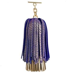 Sarah Haran Accessories Sarah Haran Double Pompom Tassel - Textured - Gold / Blue Glitter Metallic Gold - Female