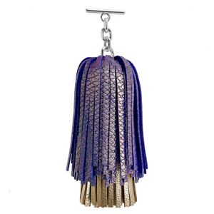 Sarah Haran Accessories Sarah Haran Double Pompom Tassel - Textured - Silver / Blue Glitter Metallic Gold - Female