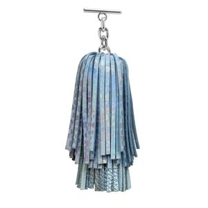 Sarah Haran Accessories Sarah Haran Double Pompom Tassel - Textured - Silver / Metallic Mist Blue Holographic - Female