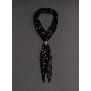 Phixclothing.com Black Sequin Ring Tie Neck Scarf - Black / One Size Black One Size