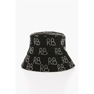 Ruslan Baginskiy Satin Bucket Hat with All-Over Rhinestone Monogram size S - Female
