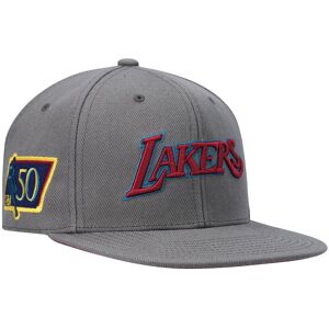 Men's Mitchell & Ness Charcoal Los Angeles Lakers Hardwood Classics NBA 50th Anniversary Carbon Cabernet Fitted Hat - Male - Charcoal