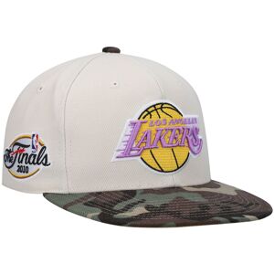 Men's Mitchell & Ness Cream Los Angeles Lakers Hardwood Classics 2010 NBA Finals Patch Off White Camo Fitted Hat - Male - Cream
