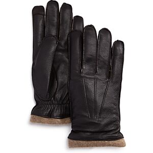 The Men's Store at Bloomingdale's Knit-Cuff Leather Tech Gloves - 100% Exclusive  - Dark Brown/Oatmeal - Size: Smallmale