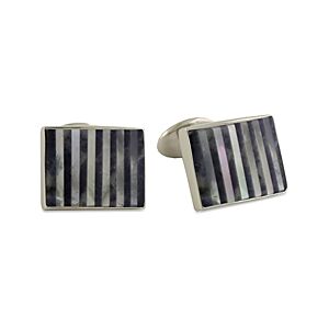 David Donahue Mother of Pearl Striped Cufflinks  - Silvermale