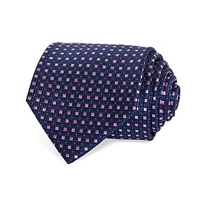 The Men's Store at Bloomingdale's Square Grid Silk Classic Tie - 100% Exclusive  - Navy/Pink - Size: One Sizemale