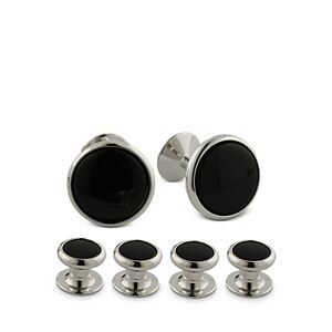 David Donahue Onyx Stud & Cufflinks Set  - Black/Silvermale