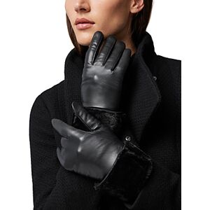 Soia & Kyo Demi Leather & Faux Fur Gloves  - Black - Size: Small