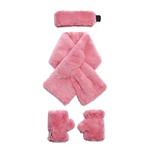 Apparis Unisex Kids' Abby Pink Faux Fur Scarf, Headband & Fingerless Gloves Set  - Lolly Pink