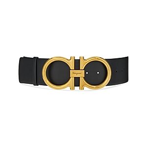 Salvatore Ferragamo Women's Gancini Leather Belt  - Black/Gold - Size: 100 cm / 39 in